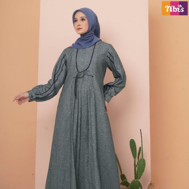Gamis dewasa busui Frendly saku sisi Nibras Terbaru NB B56