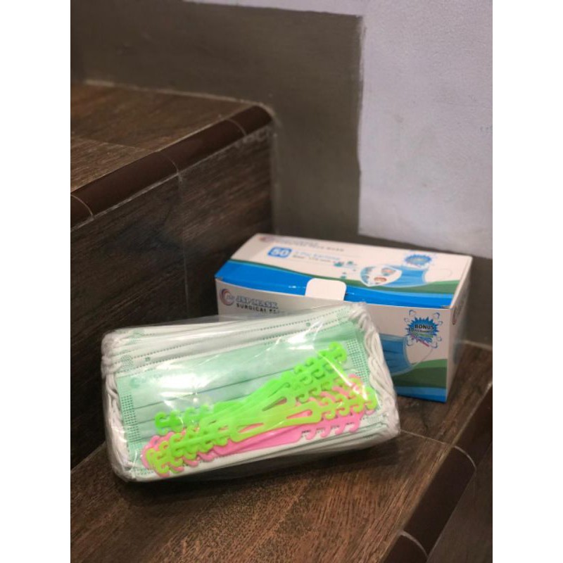 MASKER MEDIS 3 PLY ISI 50 EARLOOP (JSP MASK) FREE CONNECTOR