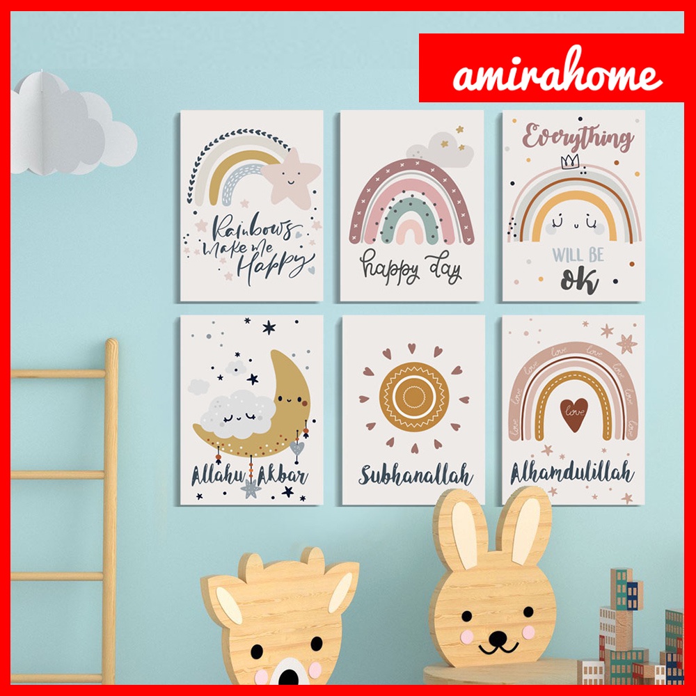 Hiasan dinding kamar anak Poster Pajangan dinding Rainbow Pelangi Walldecor Islami