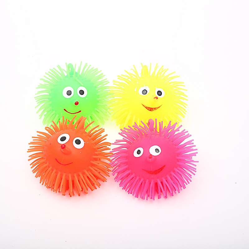 Mainan Puffer Ball Yoyo Ubur Ubur Soft Hairy Ball Toy Cute Funny Elastic String Racket