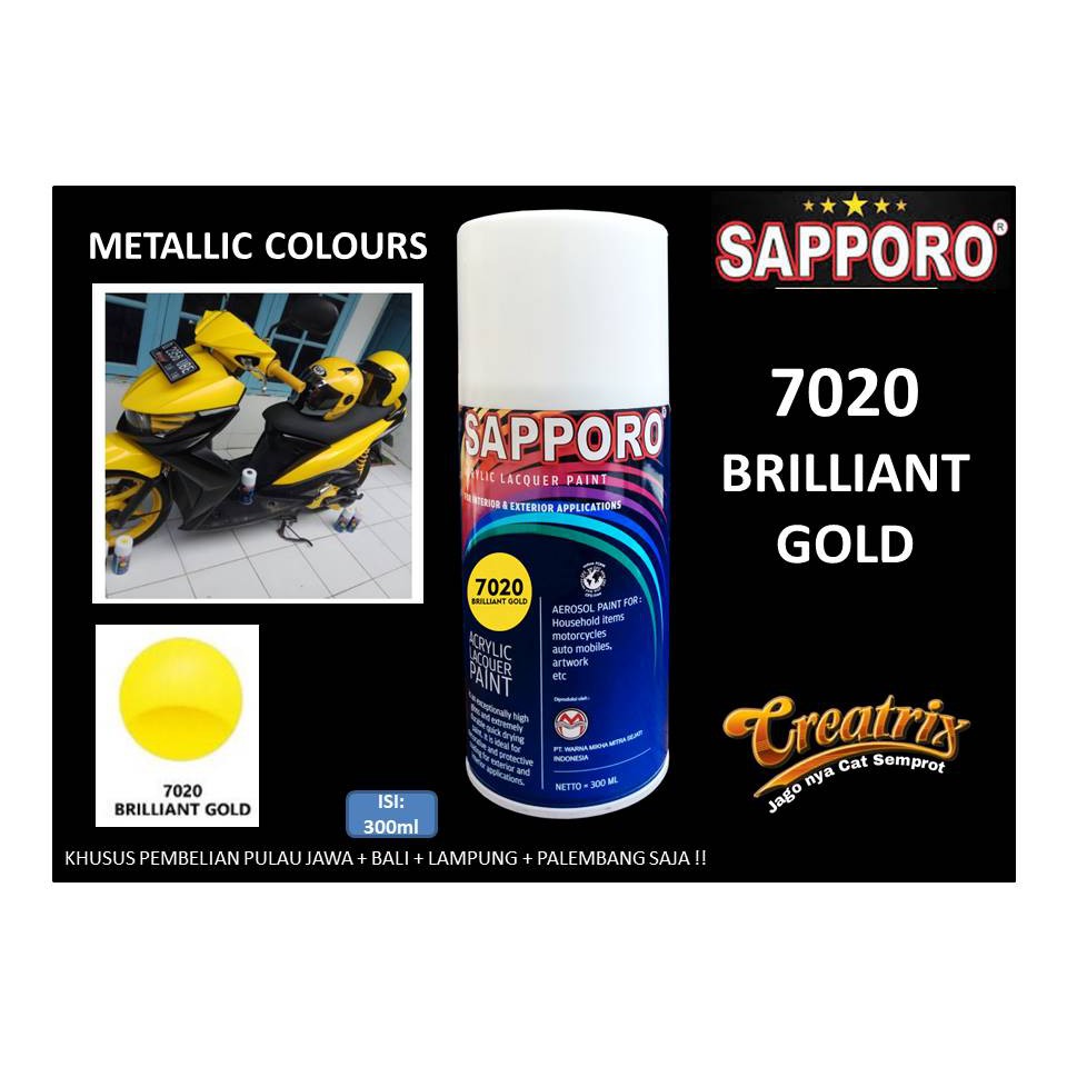 Cat Semprot Sapporo Spray 7020 Brilliant Gold / Pylox / Pilox