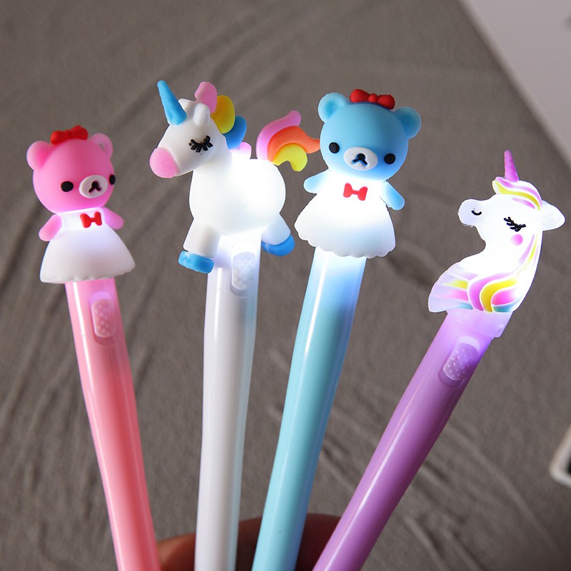 Pulpen Gel Tinta Hitam Desain Unicorn Kawaii Untuk Stationery Sekolah / Kantor