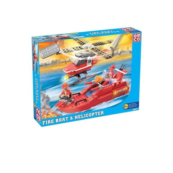 EMCO FIRE BOAT & HELICOPTER 8802 MAINAN BRICK MAINAN BLOCK HELIKOPTER