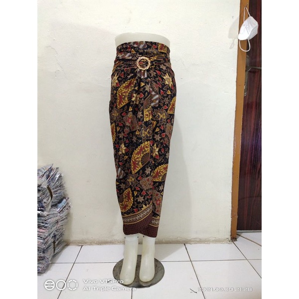ROK LILIT INSTAN JEIVA REMPEL MAXI BATIK WANITA / ROK BAWAHAN KEBAYA / ROK LILIT BATIK WANITA-kipas gold