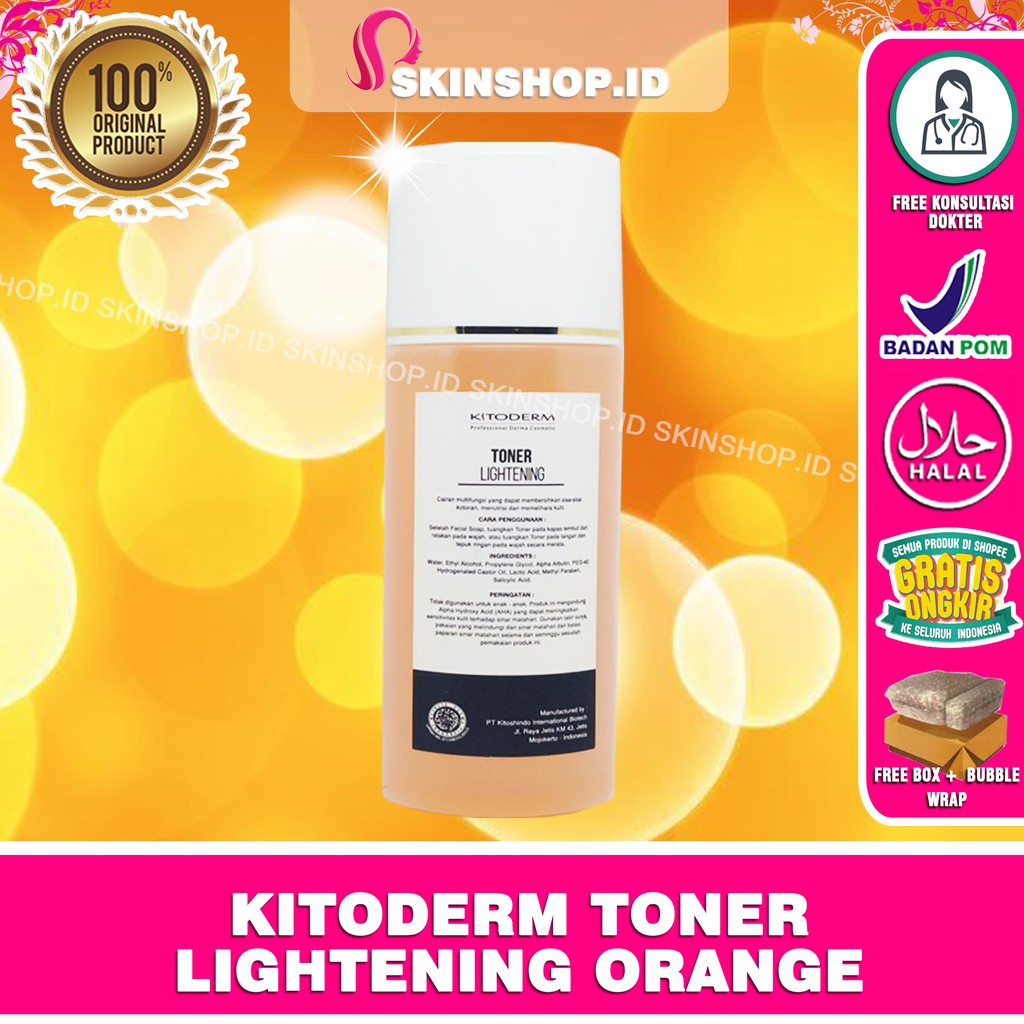 Kitoderm TONER LIGHTENING ORANGE 100ml Original / Penyegar Wajah BPOM Aman KT0601102