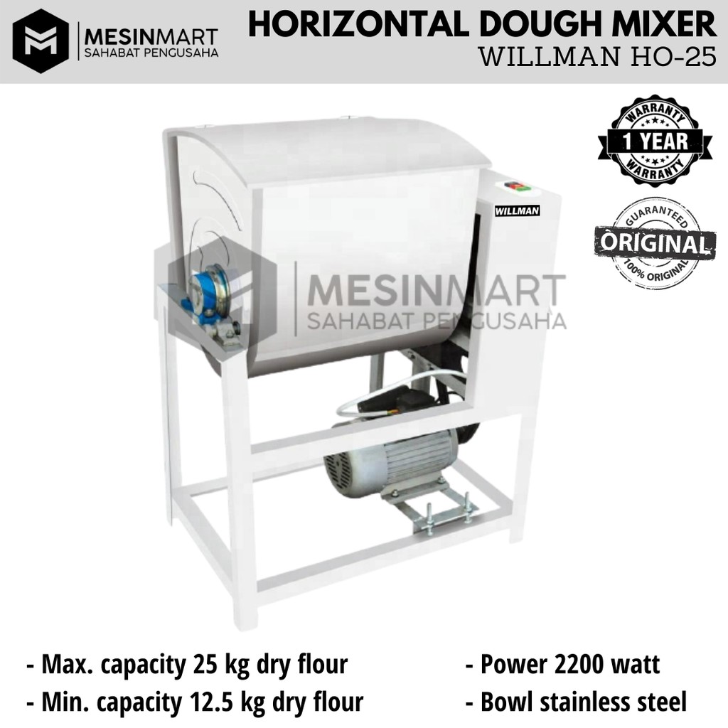 Mesin Pengaduk Adonan Mie Cireng Cilok Adonan Padat Berat/ Horizontal Dough Mixer WILLMAN HO-25B