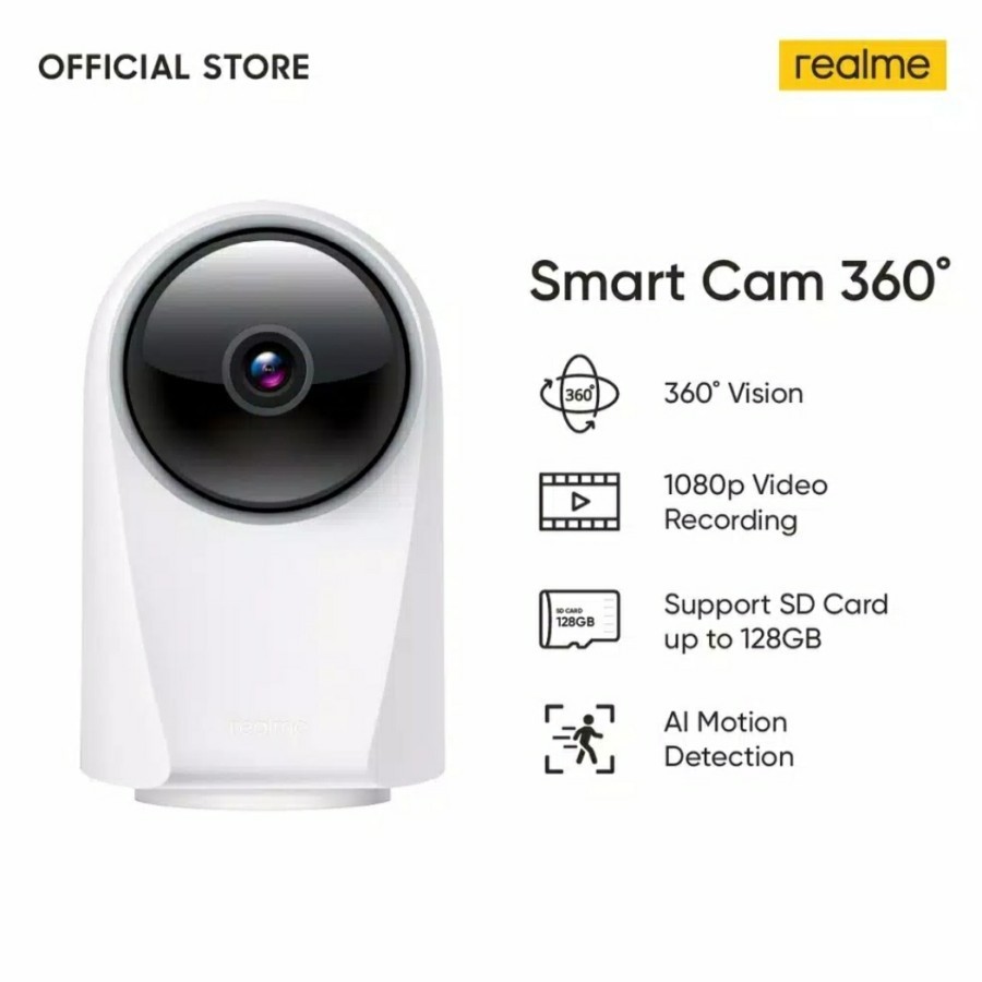 Realme Smart Cam 360° [360° Vision, 1080p Video, AI Motion]