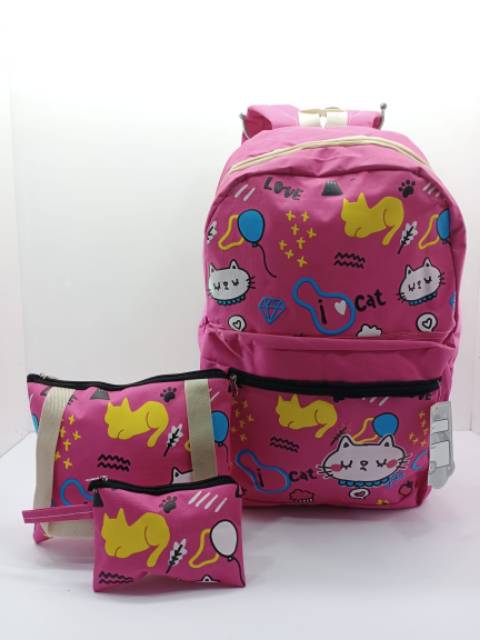 Tas Ransel Sekolah Dompet + Tas organizer