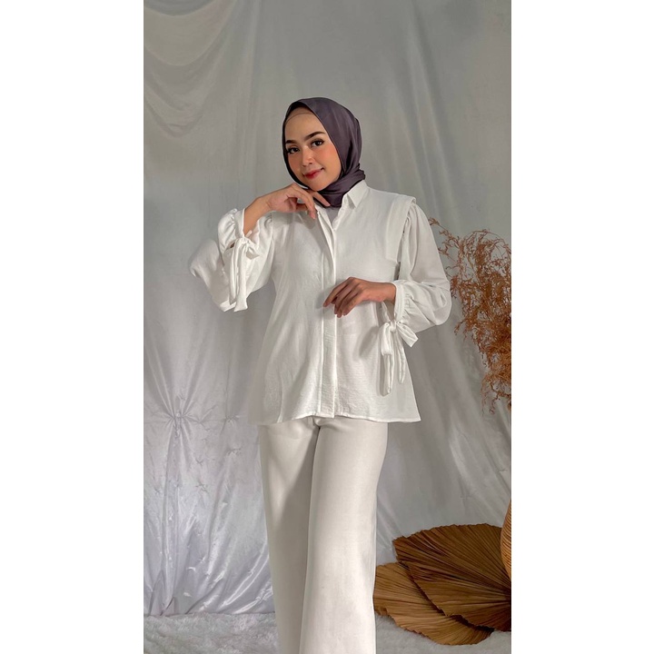 CLEARANCE SALE 50ribu Mina Blouse Crinckle Atasan Wanita Kemeja Airflow Baju Muslim Outfit Korea Lengan Balon