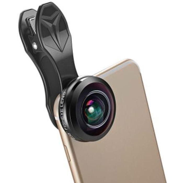 Unik APEXEL Lensa Kamera Smartphone Fisheye 238 Degree Full Frame - APL-238F - Black Limited