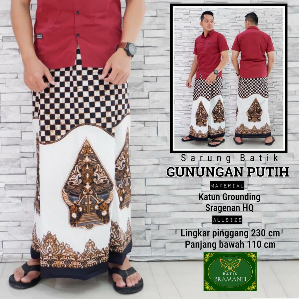 Sarung Batik Gunungan Putih Bramanti WIJOYO CITRA AYU BIANTARA SETYO LUHUR DIERJA PARANG LASEM PRASTOWO UTUNGGA MAHESA ASTAGUNA PLENJAK BIRU PAGAR RUNCING IRENGAN GURDO IRENG KOKO ASMORO ABANG GUNUNG PUNO GUNADHARMA NAVY NAGARA MERAH CANGKIR PUTIH SETA