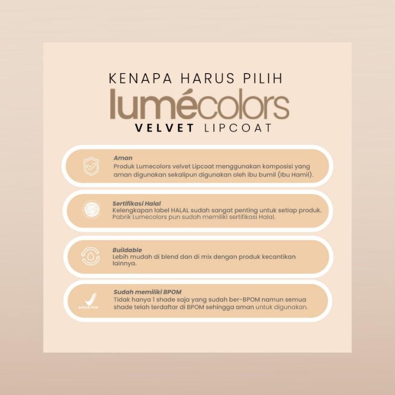 Lumecolors Velvet Lipcoat Lipstick Lipgloss Bening Tahan Lama Matte Warna Nude Red Peach