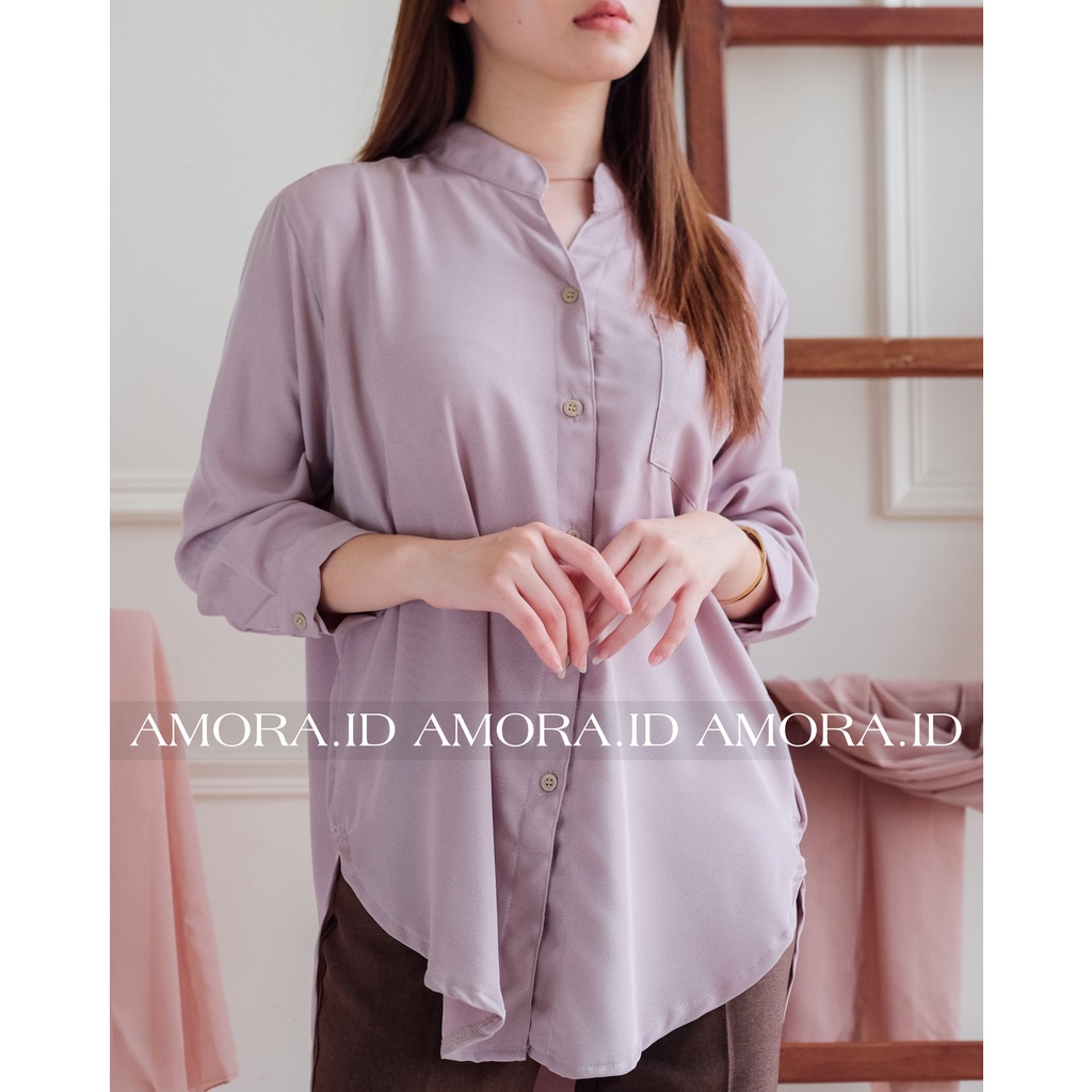 AMORA Blouse - Kemeja Wanita Polos Basic Casual