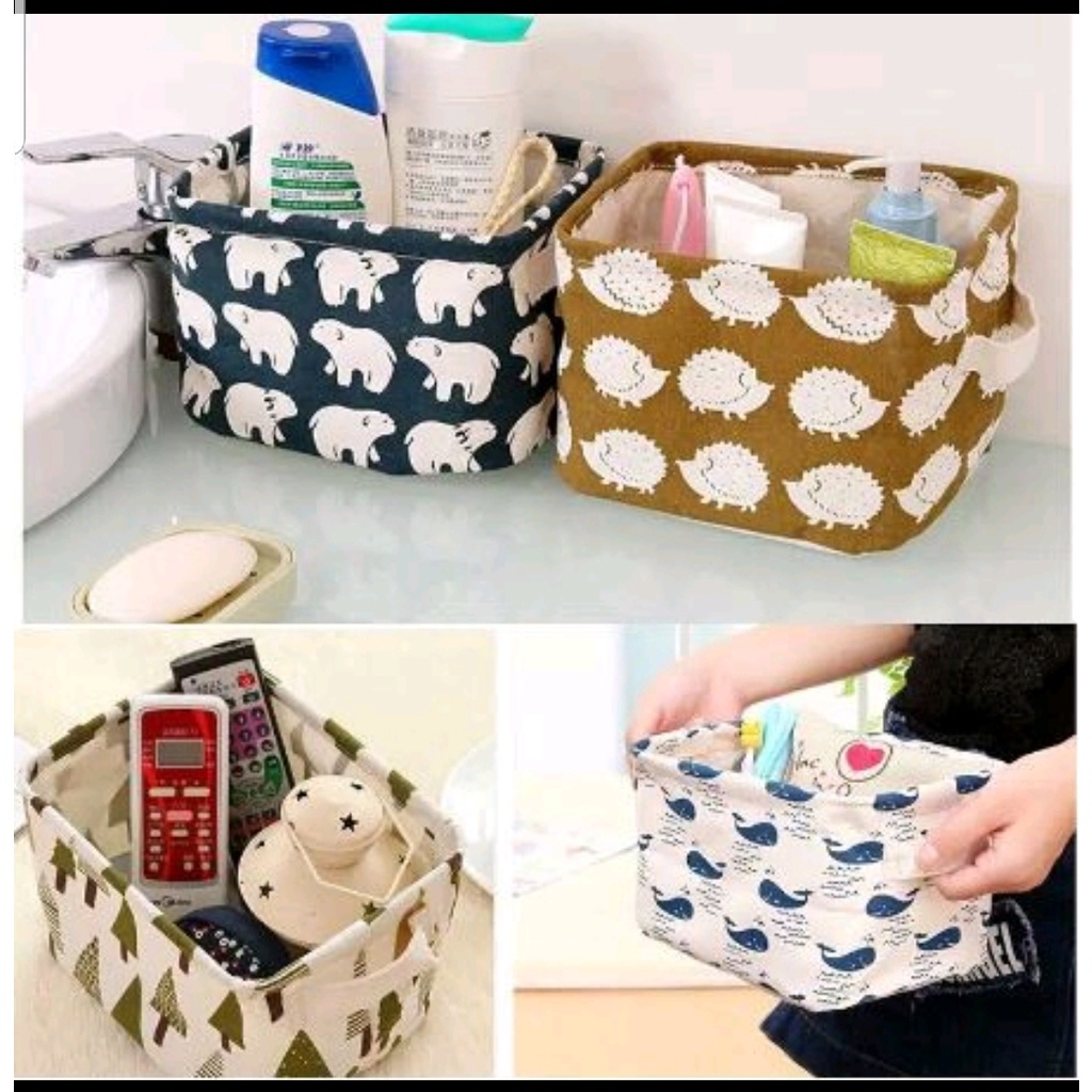 Keranjang Lipat Desktop Storage Box Organizer Kotak Penyimpanan Tempat Wadah Aksesoris Mini