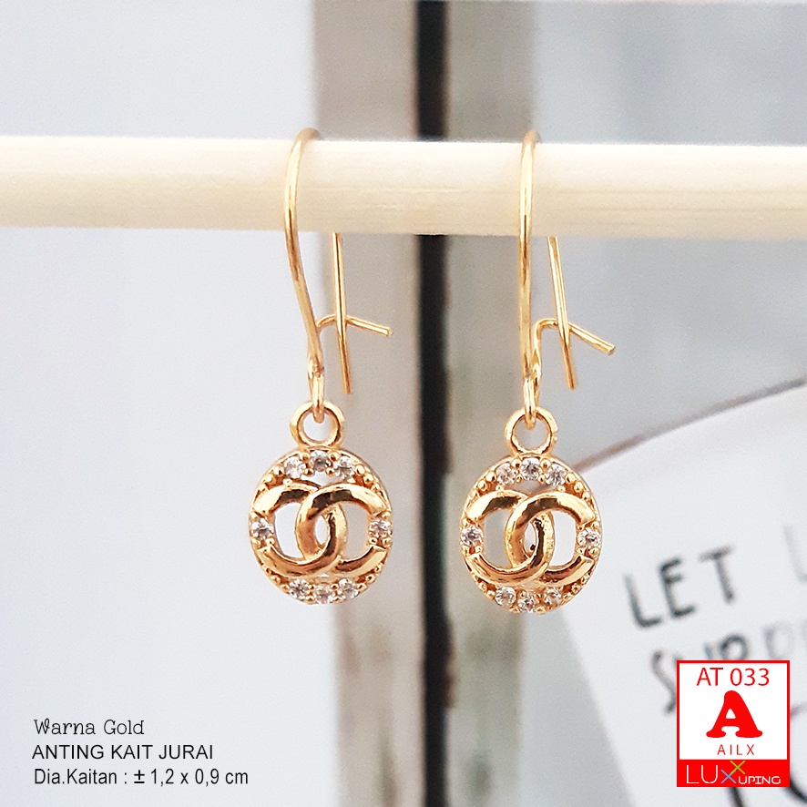 AT 033 Anting Wanita Permata Zirkon Model Jurai Perhiasan Emas Imitasi Aksesoris Wanita Anting Xuping Love Luxx Xuping