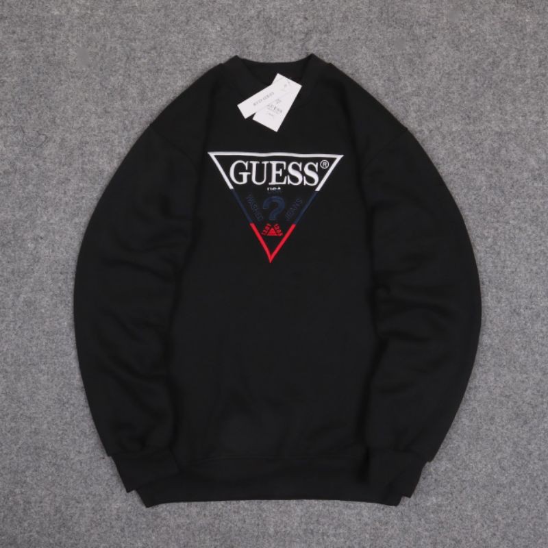 JAKET SWEATER CREWNECK GUES EMBROID SIMPLE UNISEX PREMIUM QUALITY