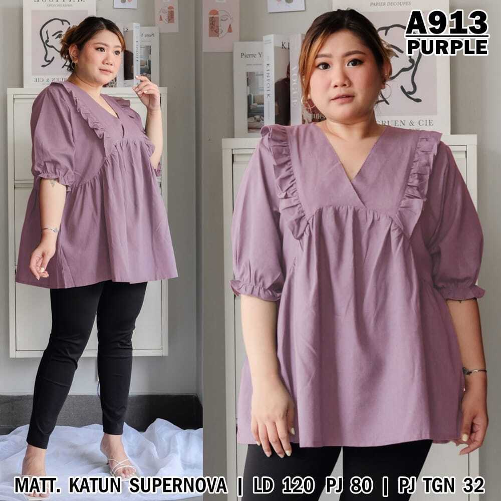UNION11 - ATASAN JUMBO WANITA LD 120 / BLOUSE WANITA JUMBO / ATASAN JUMBO XXXL WANITA / BAJU JUMBO WANITA FATIN-PURPLE