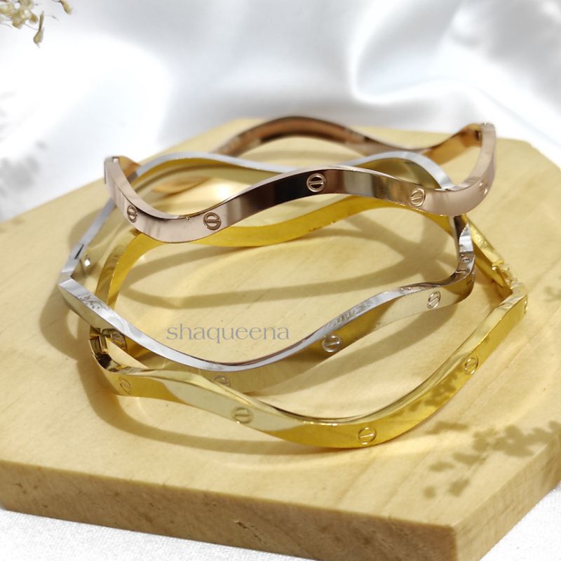 SET GELANG WANITA TITANIUM CARTIER GELOMBANG