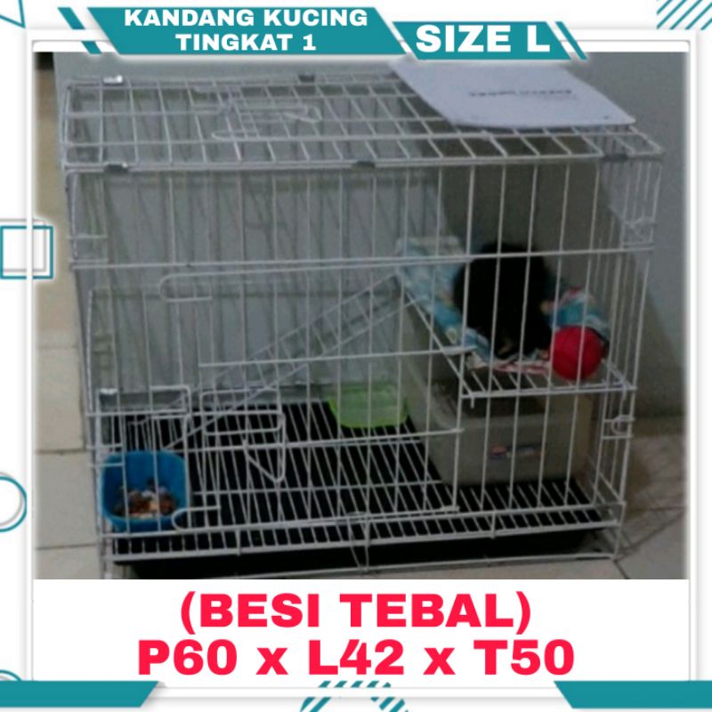 KANDANG KUCING SIZE L LARGE JUMBO BESI TEBAL TINGKAT 1 PET CAGE SANGKAR KOTAK LIPAT KUCING