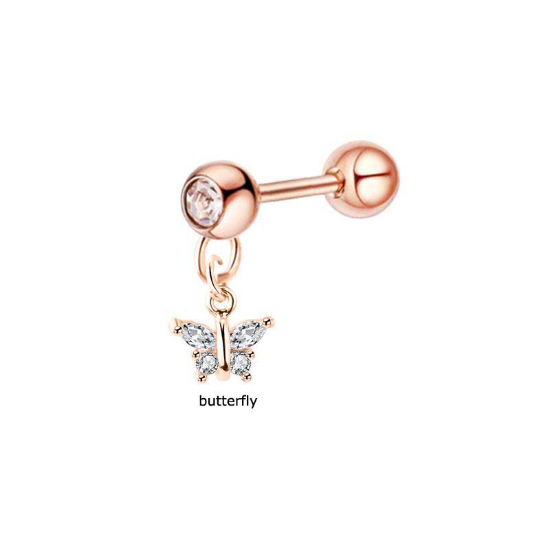 1 Pc Anting Stud Dangle Helix Piercing 16Gauge Bahan Stainless Steel Warna Rose Gold