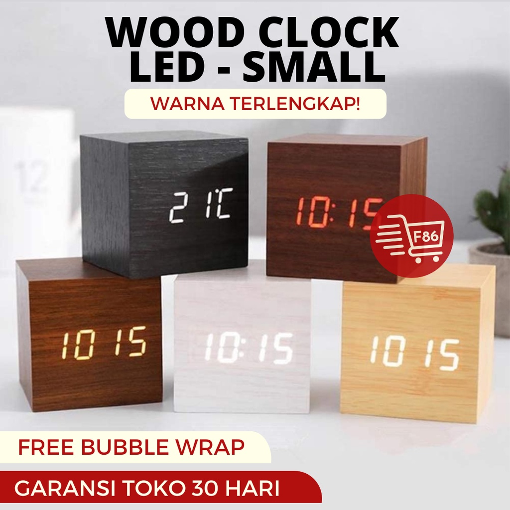 Jam Weker Alarm Kayu Digital Voice Control / JAM KAYU DIGITAL Minimalis / Jam Estetik + SUHU /Digital Wood Smart Alarm Clock/ ESTETIK JAM WEKER