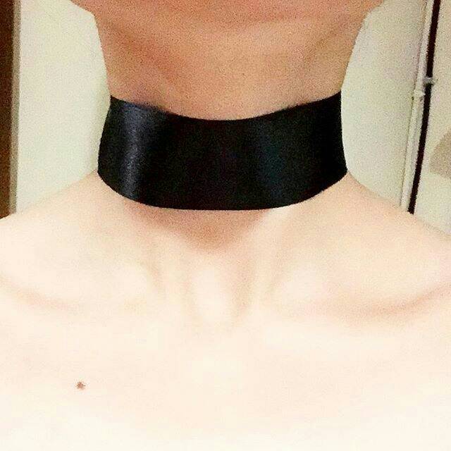 Black Megabold Satin Choker Plain Necklace | Kalung Handmade