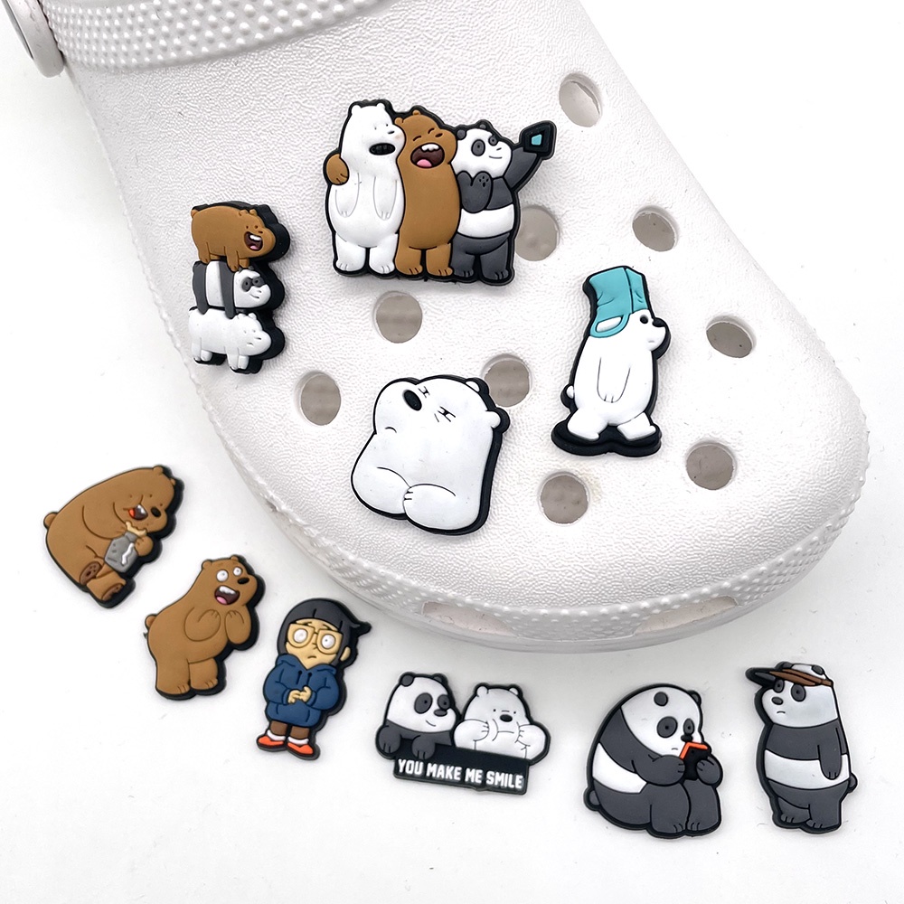 charms Jibbitz Gantungan Sepatu / Sandal Motif Kartun anime Three Bare Bears sandal Bahan DIY Bisa Dilepas decorate shoe accessories Crocs