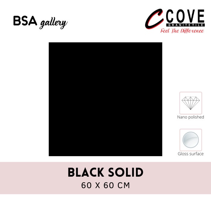 GRANITE COVE 60X60 BLACK SOLID / GRANITE TILE HITAM NANO POLISHED