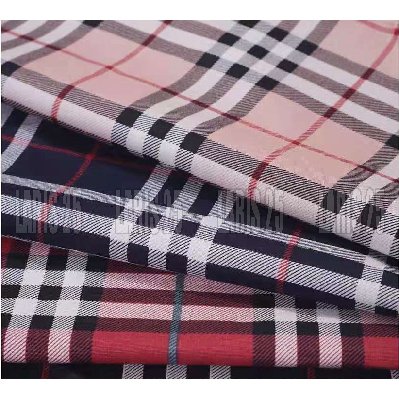 Kain Kotak Blueberry KATUN YARNDYED MOTIF BURBERRY KOTAK PER 0,5M DAN 1M