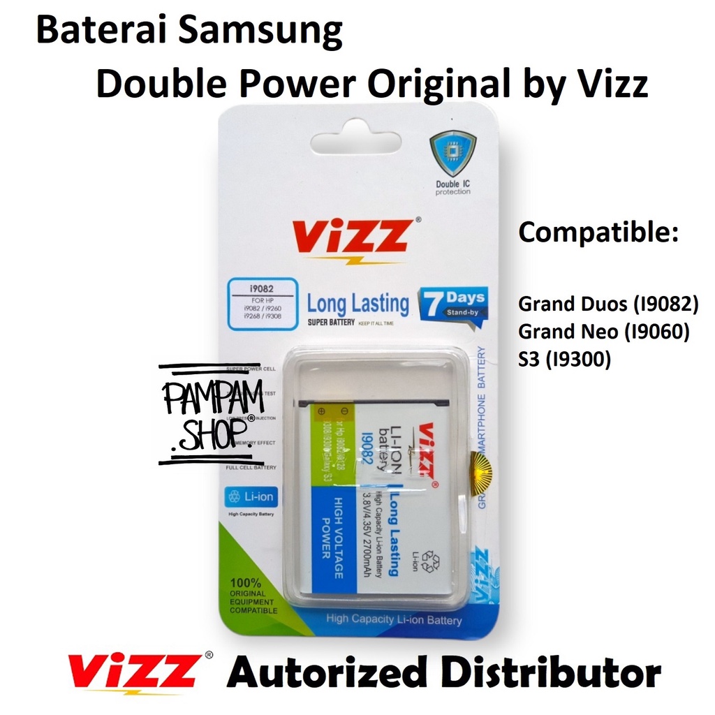 Baterai Vizz Double Power Original Samsung Galaxy S3 I9300 SIII Batre Batrai Battery Ori SM GT-I9300