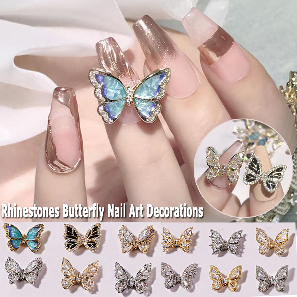 Needway  Luxury Butterfly Nail Art Decorations Shiny Nail Crystal 3D Nail Rhinestones Charms Glitter DIY Manicure Gem-studded Zircon DIY Jewelry