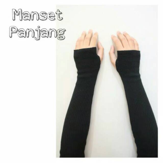 Manset panjang handsock rajut spandex 50-55cm hitam maroon navy coklat abu putih mocca krem mustard