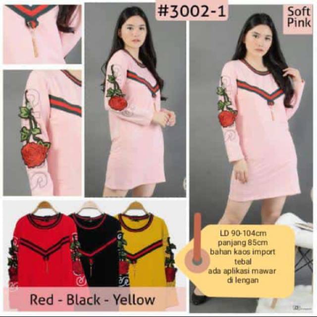 Tunik kaos import gucci rose mawar HQ murah