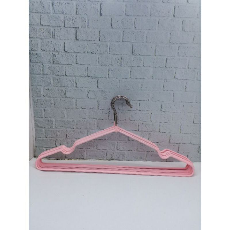 hanger besi anak lapis isi 10 pcs gantungan baju anak stainless lapis karet hanger
