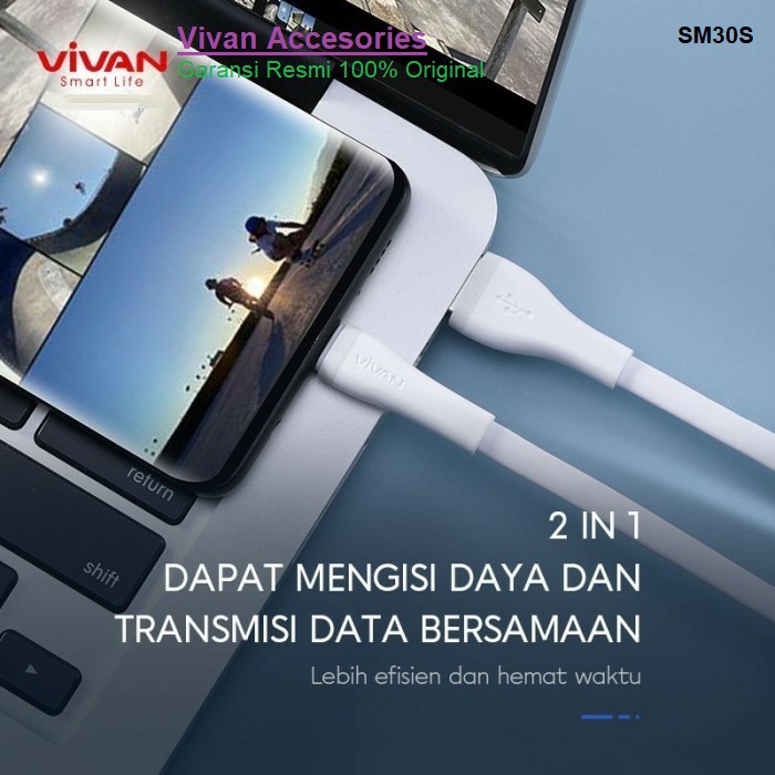 Vivan SM30S 30cm Kabel Data Cable Micro USB Fast Charging 2A Android