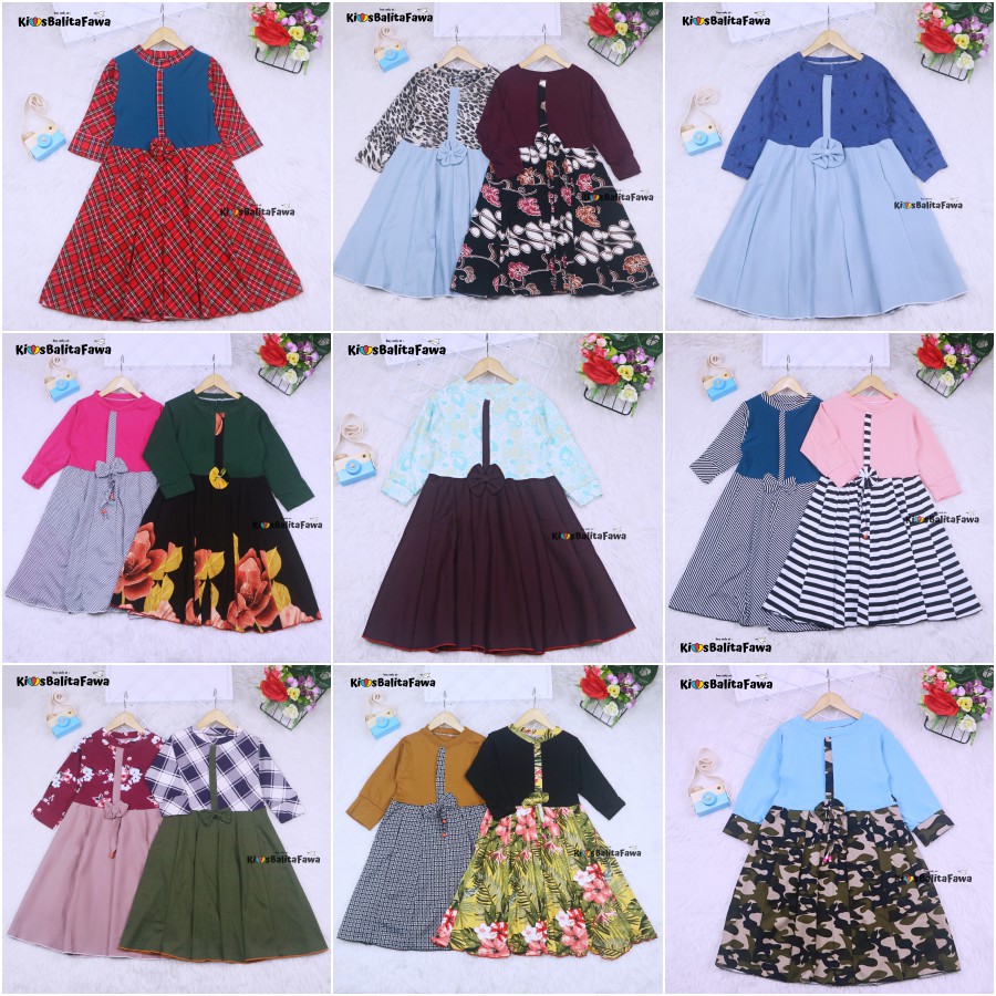 Dress Valencia uk 7-8 Tahun / Dres Anak Lengan Panjang Baju Anak Perempuan Motif Adem Fashion Kids