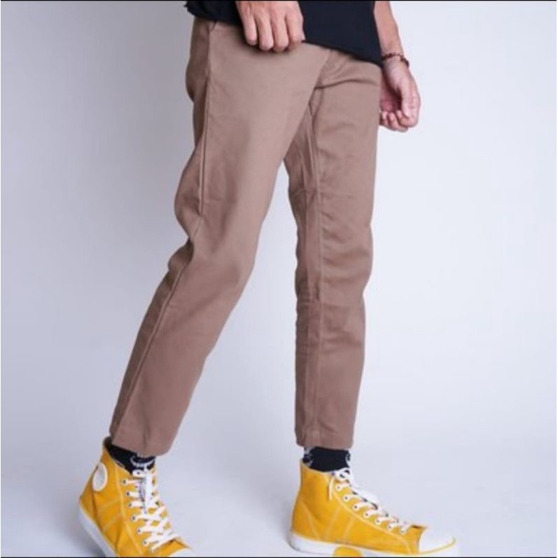 Celana panjang pria cino ankle pants chino dewasa slimfit kain melar