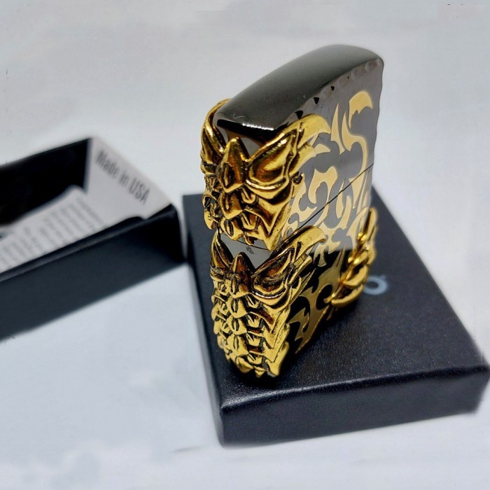 ( bayar di tempat ) Korek Api Zippo Dragon 3D Black Ice Grade Ori