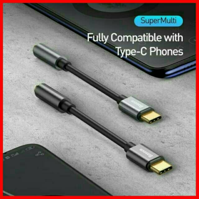 (COD) KABEL BASEUS TYPE C TO AUX 3.5MM FEMALE ADAPTER L54 BULT IN DAC 24BIT 48KHZ / KABEL TIPE C TO JACK AUDIO AUX 3.5 MM ORIGINAL