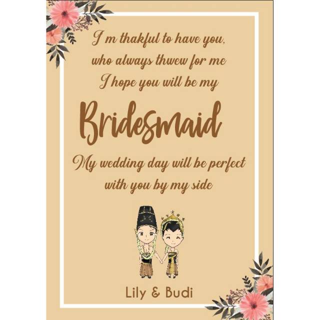 Jual Card bridesmaid / KARTU UCAPAN, THANKS CARD IndonesiaShopee Indonesia