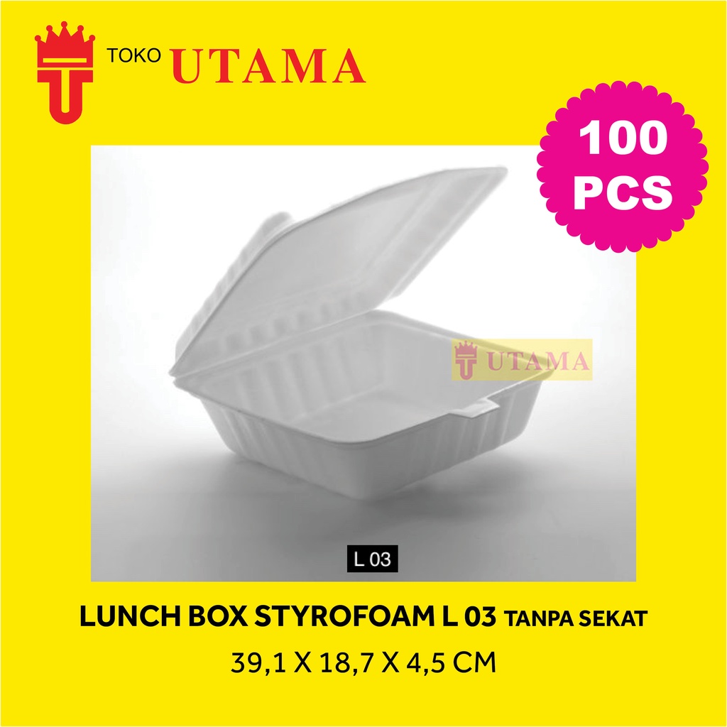 L 03 Tanpa Sekat Kotak Makan Lunchbox Styrofoam Gabus