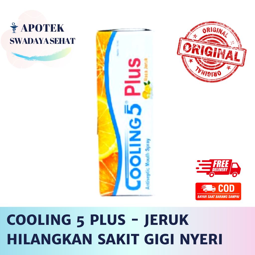 COOLING 5 PLUS 15 ML - Rasa Jeruk Menghilangkan Sakit Gigi Nyeri Daerah Mulut Antiseptic Mouth Spray Semprot