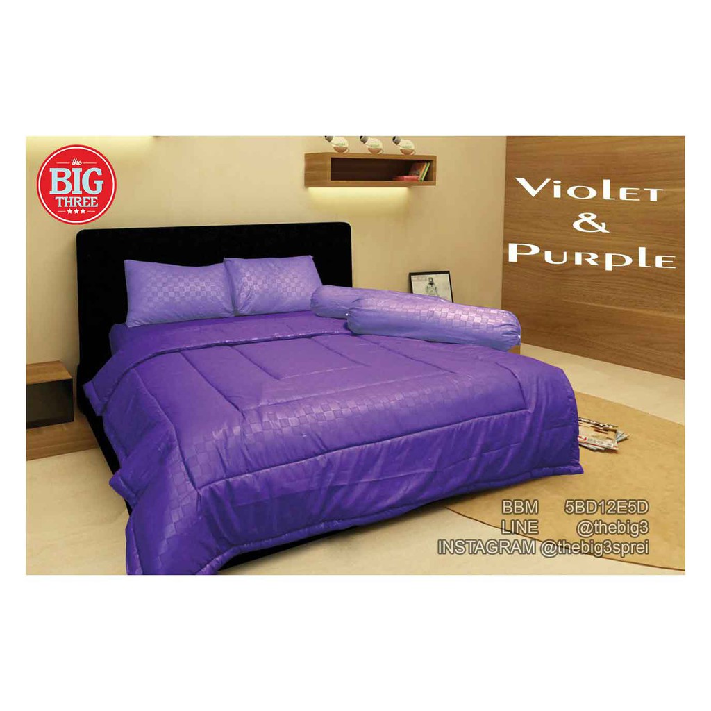 Set Bedcover + Sprei POLOS 180x200 Tinggi 30 Warna PURPLE VIOLET merk ARABELLA Flat - 180 king bc