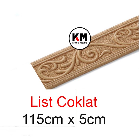 KM Wall Border List Wallpaper Wallborder Foam 3D-COKLAT 115cm x 5cm