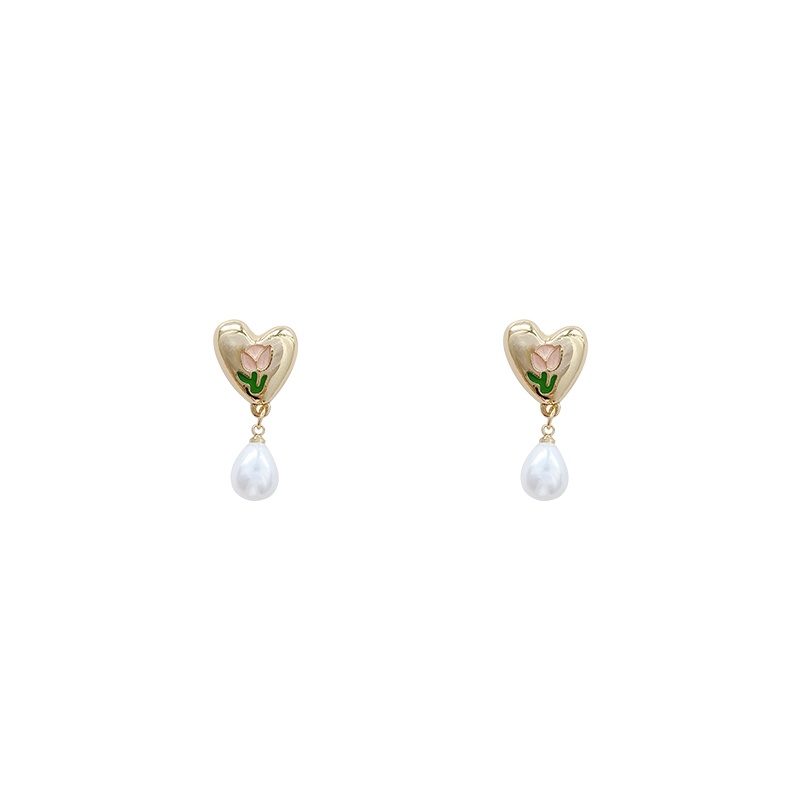 Anting Tusuk Gantung Sterling Silver 925 Desain Bunga Hias Mutiara Untuk Wanita