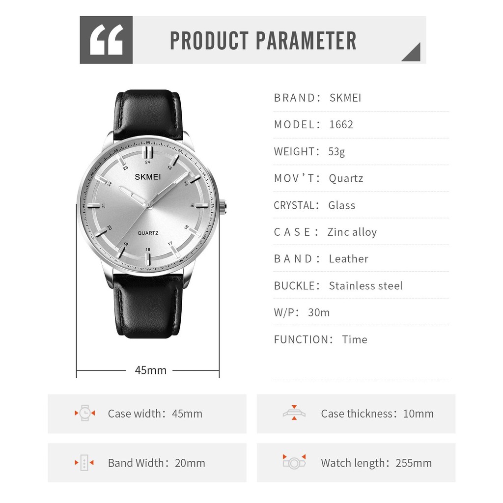 SKMEI 1662 Jam Tangan Pria Analog Chronograph Casual Quartz Tali Kulit WATCHKITE WKOS
