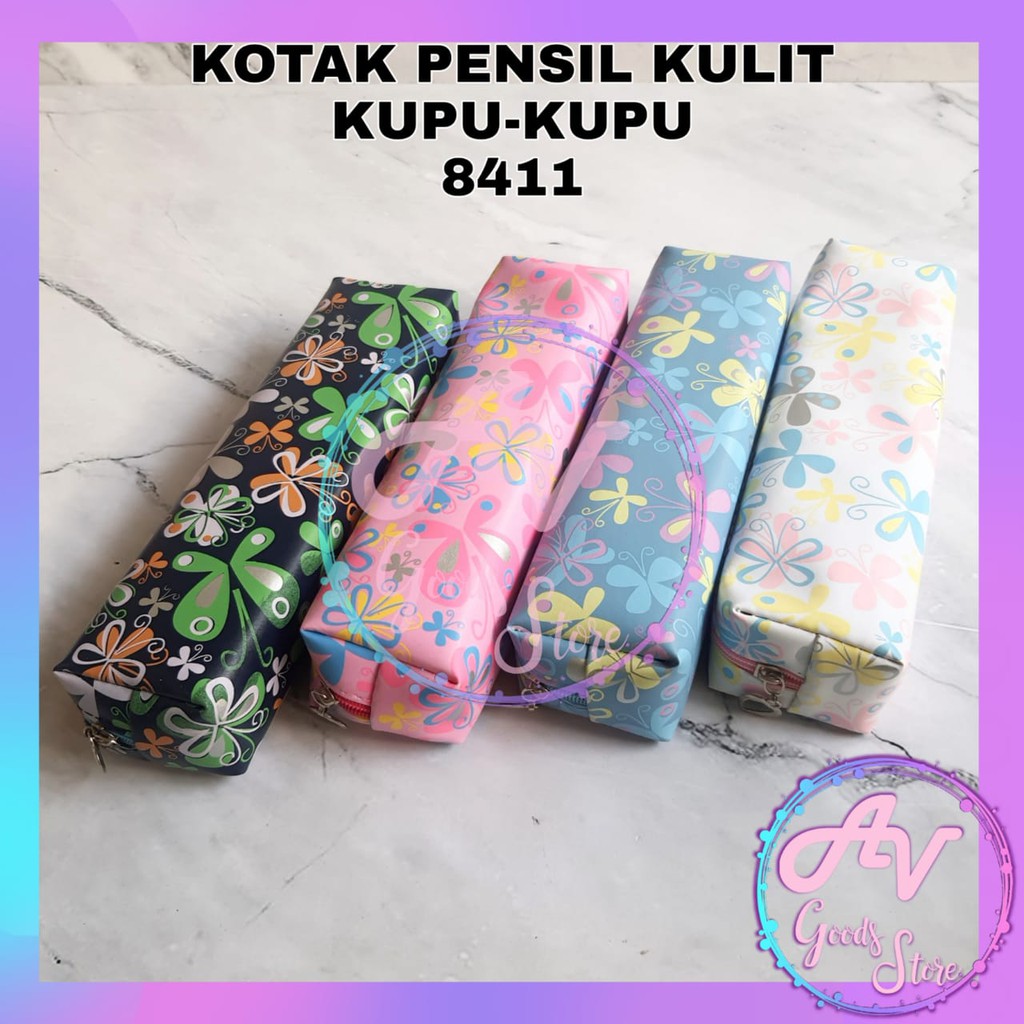

kotak pensil / tempat pensil fancy lucu / kotak pensil kulit kupu-kupu 8411