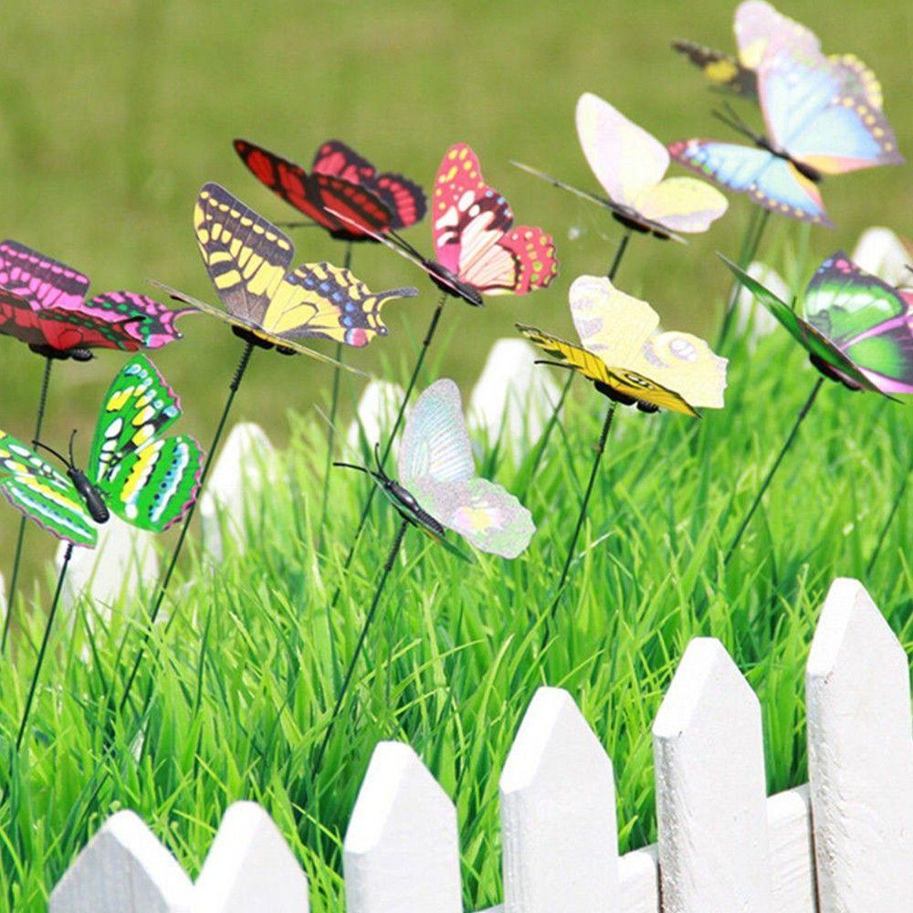 [Elegan] Butterfly Decor New Ornaments Random Warna-Warni 20Pcs/pack Aksesoris Taman Rumah