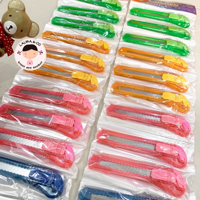 Cutter Besar Renceng Murah Pisau Cuter Lusinan silet 12pc Grosir Bagus Murah