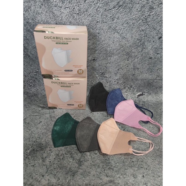 Ready isi 50 masker duckbill garis alkindo (box alkindo/face mask/ ynb) krem pink hijau dongker